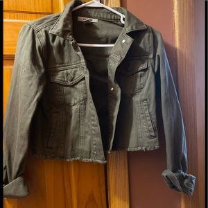 Crop Jean olive green jacket